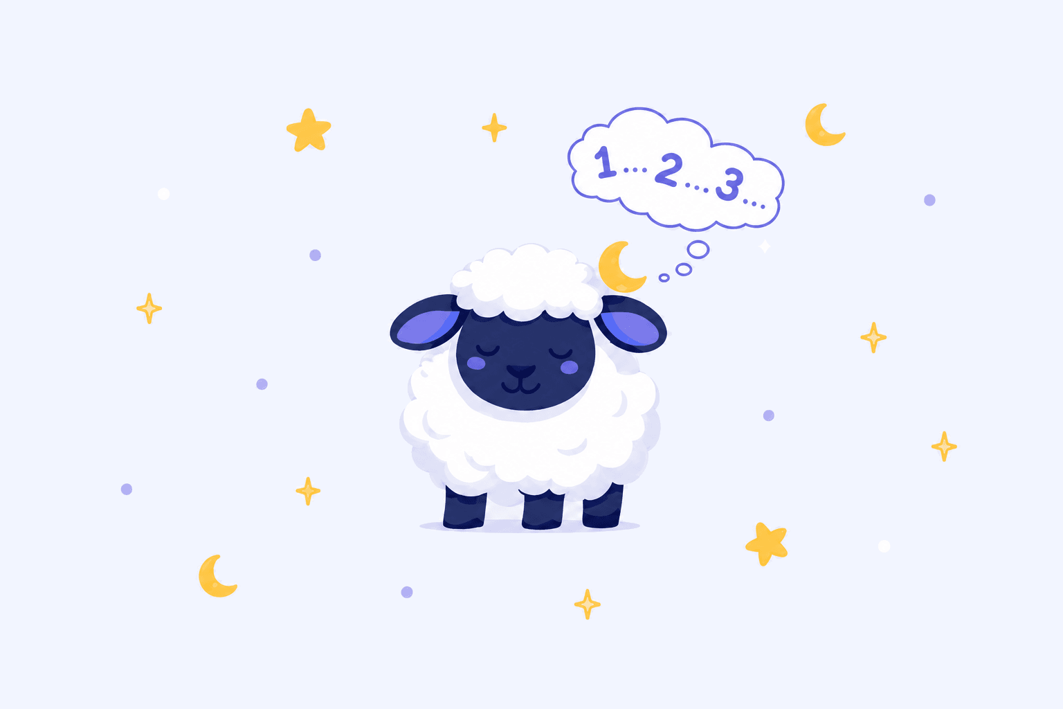 A sleepy CountingSheep counting one, two, three